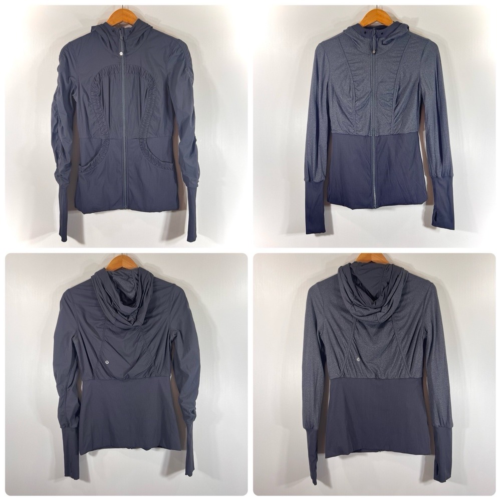 Lululemon Dance Studio Jacket Size 8 Gray Reversable Hoodie Full Zip *READ*